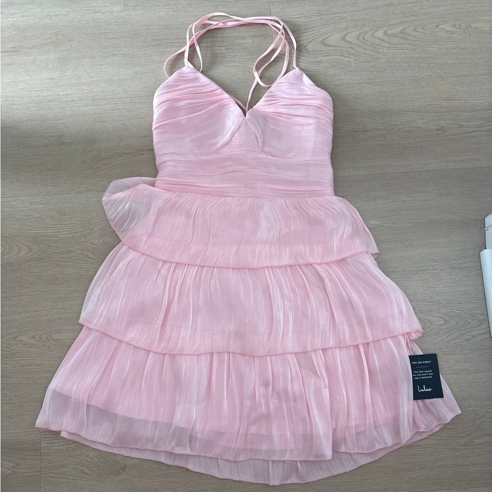 Lulu's Blush Strappy Layered Dress